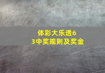 体彩大乐透6 3中奖规则及奖金